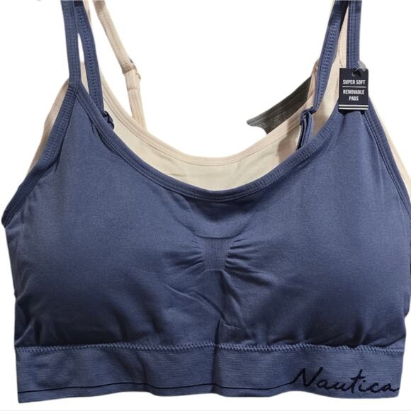 Nautica 3Pk Active Lounge Comfy Athletic Blue Sports Bra Bralettes Set Plus Size - Picture 2 of 12